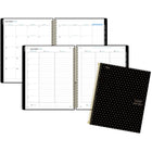 Five Star Style - Agenda scolaire hebdomadaire/mensuel 2026-2027 - 11 po H x 9 po l - triangles noir et or - bilingue-Reliure à spirale solide
