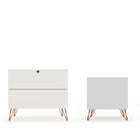 Manhattan Comfort - Rockefeller commode et table de chevet style milieu du siècle moderne - blanc - ensemble de 2-Assemblage à domicile requis Tout le matériel inclus