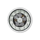 Monarch Specialties - Horloge - 20 po Rond - Mécanisme D'Engrenage - Horloge Murale - Blanc Antique - Transitionnel-Une horloge murale ronde de 20 pouces, tendance et chic, avec un mécanisme à engrenages blanc et bronze unique en son centre pour un look sophistiqué