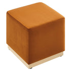 Modway - Tilden Velous de performance carré 17" Rembourré Ottoman - Rouille naturelle-Arrivée entièrement assemblée