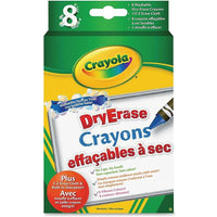 Crayola Crayons de cire lavables et effaçables à sec - paquet de 8-Les crayons à effacement sec sont parfaits pour éviter les dégâts et l'odeur des marqueurs à effacement sec traditionnels ainsi que le risque d'assèchement dû aux capuchons perdus