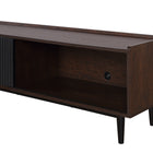 Manhattan Comfort - Meuble TV Duane 59,25 po style Mid-Century Modern - Marron Foncé et Noir-Design nervuré avec finition stratifiée effet bois