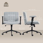 HOMCOM - Fauteuil de bureau large à croisillons avec accoudoirs et roulettes - gris-Rotation à 360° et roulettes silencieuses en PU assurant une mobilité fluide et respectueuse du sol 