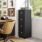 HOMCOM - Classeur latéral 4 tiroirs pour dossiers Letter/A4 avec serrure - noir-Le style moderne aux lignes épurées complète la décoration du bureau 
