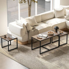 HOMCOM - Table basse gigogne pour salon - brun - Paquet de 3-Le MDF laminé est résistant à l'eau et à l'usure
