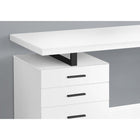 Monarch Specialties - 7646 Bureau 48 po L - Blanc/Metal Noir/Face L/R-Restez organisé grâce aux tiroirs de rangement fermés et au tiroir classeur pratique avec barres de suspension, idéal pour ranger les documents importants et les articles de bureau.