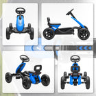 Qaba - Kart à pédales pour enfants avec roues EVA silencieuses - bleu-Siège ergonomique adapté aux enfants mesurant de 37,4 po à 45,3 po (95-115 cm) pour un confort durable 