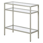 Hudson&Canal - Table d'appoint rectangulaire Sivil 61 cm (24 po) - Nickel satiné-Le dessus a une capacité de poids de 20 lb, les étagères du milieu peuvent supporter 15 lb chacune, l'étagère inférieure peut supporter 30 lb