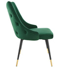 Modway - Adorn Performance Velvet Fauteuil d’appoint de salle à manger Ensemble de 2 - Vert-Jambes noires effilées