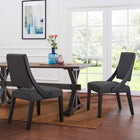 Modway - Cambridge Tissu rembourré Chaises de salle à manger Ensemble de 2 - Gris-Cadre en caoutchouc massif