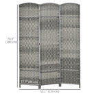 HOMCOM - Séparateur de pièce autoportant à 3 panneaux tressés à la main pour bureau à domicile ou chambre - gris mélangé-Convient pour créer des espaces privés ou servir de fond décoratif dans n’importe quelle pièce  
