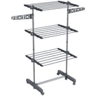 HOMCOM - Séchoir à vêtements pliable à 3 niveaux réglable - gris-Avec 25,5 po (64,8 cm) d’espace pour le séchage des vêtements à l’intérieur 