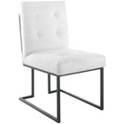 Modway - Privy Acier inoxydable noir Tissu rembourré Chaise à manger - Noir Blanc-Fauteuil à manger Glam Deco