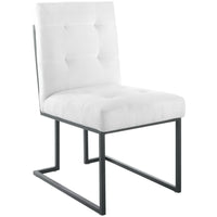 Modway - Privy Acier inoxydable noir Tissu rembourré Chaise à manger - Noir Blanc-Fauteuil à manger Glam Deco