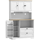 HOMCOM - Armoire de cuisine garde-manger 64 po avec 3 compartiments et 2 tiroirs - blanc-Comprend trois armoires, deux tiroirs, trois porte-rangements et une étagère ouverte pour garder votre cuisine bien rangée 