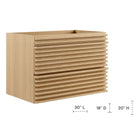 Modway - Render Fixation murale de 30" Armoire de toilette de salle de bain (lavabo non inclus) - Chêne-Calleton de montage compatible avec les cloisons sèches
