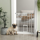 PawHut - Barrière pour Chien à Montage par Pression Fermeture Automatique pour L 29"-31,5" - Blanc-La porte se referme automatiquement en dessous de 90°, reste ouverte à moins de 30°