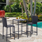 Outsunny - Ensemble de bar de patio 3 pièces pour patios, arrière-cours, balcons, jardins, bord de piscine, noir-Fabriqué en tuyau d'acier galvanisé solide et en rotin PE de fabrication excellente  