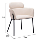 Zuo - Bremor Chaise de salle à manger - Beige - Ensemble de 2-Garantie limitée de 3 ans