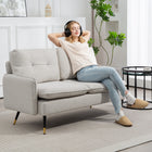 HOMCOM - Canapé loveseat 55 po avec dossier capitonné - blanc crème-Quatre pieds en acier assurent une base solide, et les patins en plastique protègent votre sol des rayures   