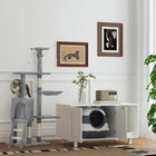 PawHut - Arbre à chat 53 po avec condo, grand centre d’activités pour chaton - gris-Recouvert de peluche douce et chaude, facile à nettoyer 