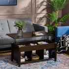 HOMCOM - Table basse relevable avec rangement - espresso-Trois étagères ouvertes en forme de cube offrent un espace supplémentaire pour le rangement et l’exposition