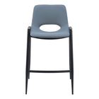 Zuo - Desi Tabouret de comptoir - Azure Gris - Ensemble de 2-Tissu en faux cuir doux et durable