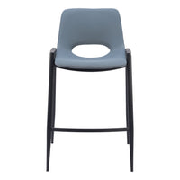 Zuo - Desi Tabouret de comptoir - Azure Gris - Ensemble de 2-Tissu en faux cuir doux et durable