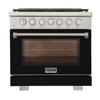 Kucht - 36 po Série KFX-X Cuisinière Pro Style au gaz naturel - Acier inoxydable/Noir-Nouveaux brûleurs true simmer pour une cuisson délicate à basse température
