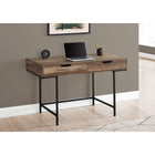 Monarch Specialties - 7557 Bureau 48 po L - Faux Bois Brun/Metal Noir-La base en métal au fini noir offre de la stabilité et comprend des pieds en métal minces qui sont encastrés sous le bureau rectangulaire