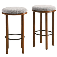 Modway - Fable Tissu Boucle Tabourets de bar - Noyer taupe - Ensemble de 2-Tabourets de bar de 30 pouces - Ensemble de 2