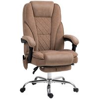 Vinsetto - Fauteuil de massage inclinable pour bureau à hauteur réglable et repose-pieds - marron-Six points de massage par vibration avec trois modes, trois intensités et une minuterie pour détendre votre corps 