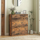 HOMCOM - Armoire d’entrée avec 2 tiroirs basculants pour 12 paires - brun rustique-Deux tiroirs coulissants offrent un espace de rangement supplémentaire