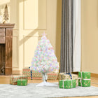 HOMCOM - Arbre de Noël Artificiel Pré-illuminé 2 - 5 Pieds pour Table - Blanc-Conception compacte, idéale pour une utilisation sur une table ou un comptoir 
