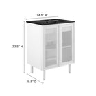 Modway - Calla 24" perforé Métal Vanette de salle de bain - Noir Blanc-Stratifié à grain de bois