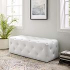 Modway - Amour Entrée à boutons touffés de 48" Imitation cuir Banc - Blanc-Rembourrage en faux cuir