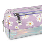 Fashion Stationery - Étui à crayons à panneaux iridescents Daisy - 8,26 po L x 2,75 po l x 3,54 po H - Lilas & Iridescents-2 compartiments à fermeture éclair