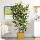 HOMCOM - Arbre de bambou artificiel 5 pi de haut pour la décoration intérieure - vert-Base stable en bois de pin pour plus de stabilité 