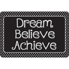 Ashley Productions - The Original Fun Mat - Tapis de Bienvenue - 15 -5" x 23 -5" - Rêve - Crois - Accomplis - Noir avec des Points Blancs.-Mesure et Design : Le tapis Noir avec des Points Blancs Rêve, Crois, Accomplis mesure 15,5" x 23,5".