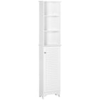 HOMCOM - Armoire de salle de bain haute avec étagères réglables - blanc-Fabriqué en MDF de qualité P2 pour une utilisation à long terme 