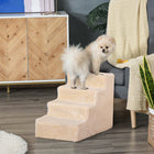PawHut - Escalier pour animaux 4 marches, escaliers pour chat, pour monter sur le lit - beige-Fabriqué avec une peluche douce pour le confort de votre animal 
