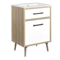 Modway - Maverick 24" Vanette de salle de bain - Chêne blanc-Vanité de salle de bain moderne de 24"