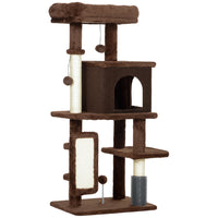 PawHut - Arbre à chat 41 po avec poteaux à griffer, lit, condo - brun-Le centre d'activités garde les chats divertis et actifs 