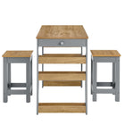 Modway - Galley 3 pièces Îlot de cuisine et ensemble de tabouret, Gris chêne-Coussinets de pied non marqués