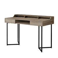 Monarch Specialties - 7360 Bureau 48 po L - Taupe Fonce/Metal Noir-2 tiroirs avec mécanisme à pousser et 1 lucarne centrale ouverte