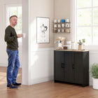 HOMCOM - Buffet moderne 35,4 po L avec rangement - noir-Surface en panneau de particules lisse pour un entretien facile 