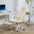 HOMCOM - Fauteuil de bureau ergonomique inclinable - beige-S'incline jusqu'à 135° avec un repose-pieds, se transformant en un lit confortable pour la sieste 