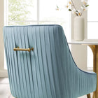 Modway - Discern Dos plissé Velours Performance Rembourré Chaise à manger - Bleu clair-Tissu résistant aux taches durable