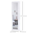 HOMCOM - Armoire à bijoux avec miroir pleine longueur - 14,5 po L x 3,75 po l x 47,75 po H - blanc-Porte à fermeture magnétique pour une ouverture et une fermeture faciles 