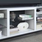 Manhattan Comfort - Meuble TV moderne Brighton 60 po - Blanc-Comprend 7 étagères avec 5 séparateurs en verre trempé